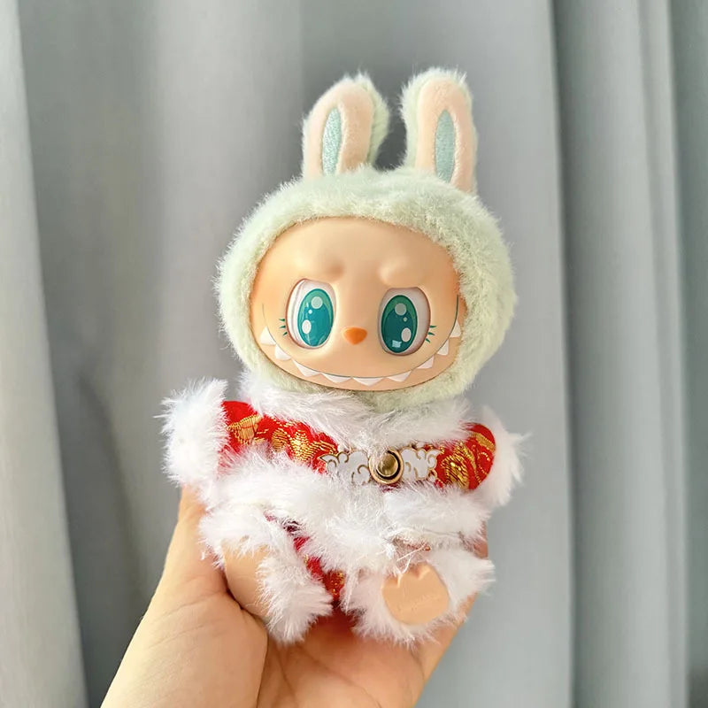 17cm Labubu I II Idol Dolls Cute Mini Plush Doll'S Clothes Korea Kpop Exo Idol Dolls Overalls Clothing DIY Accessories Gifts