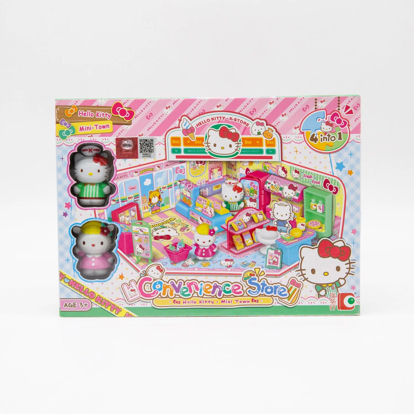 Hello Kitty Ice-cream Shop Convenience Store Stackable Street View Splicing Toys Sanrio Anime Figure for Kids Gift