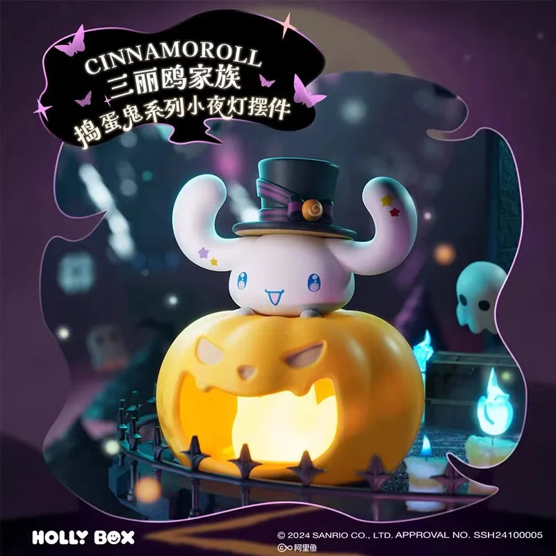 Genuine Miniso Sanrio Troublemaker Series Pumpkin Nightlight Hello Kitty Kuromi Pochacco Melody Ornament Toy Girls Birthday Gift