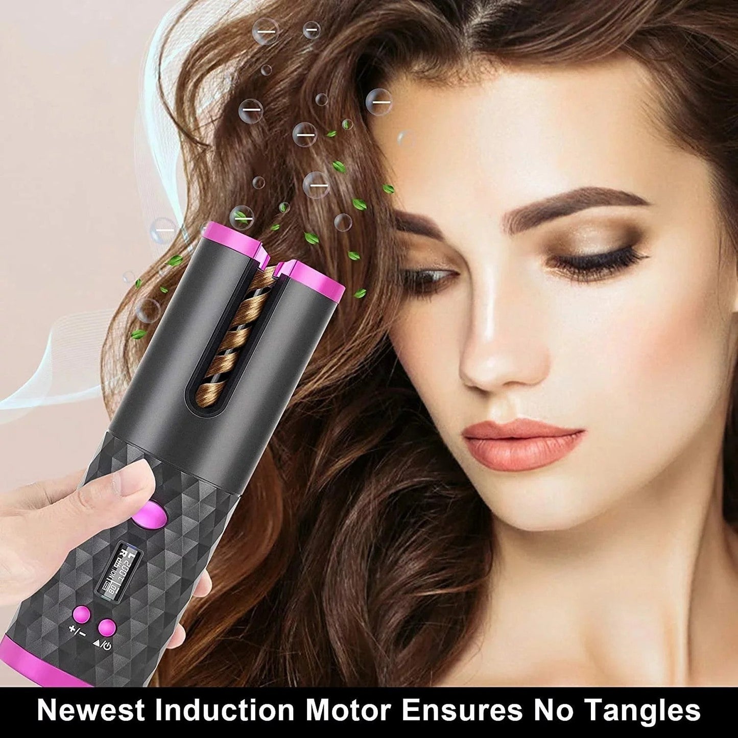 Portable Automatic Hair Curler, Ceramic Rotating Wireless Auto Curling