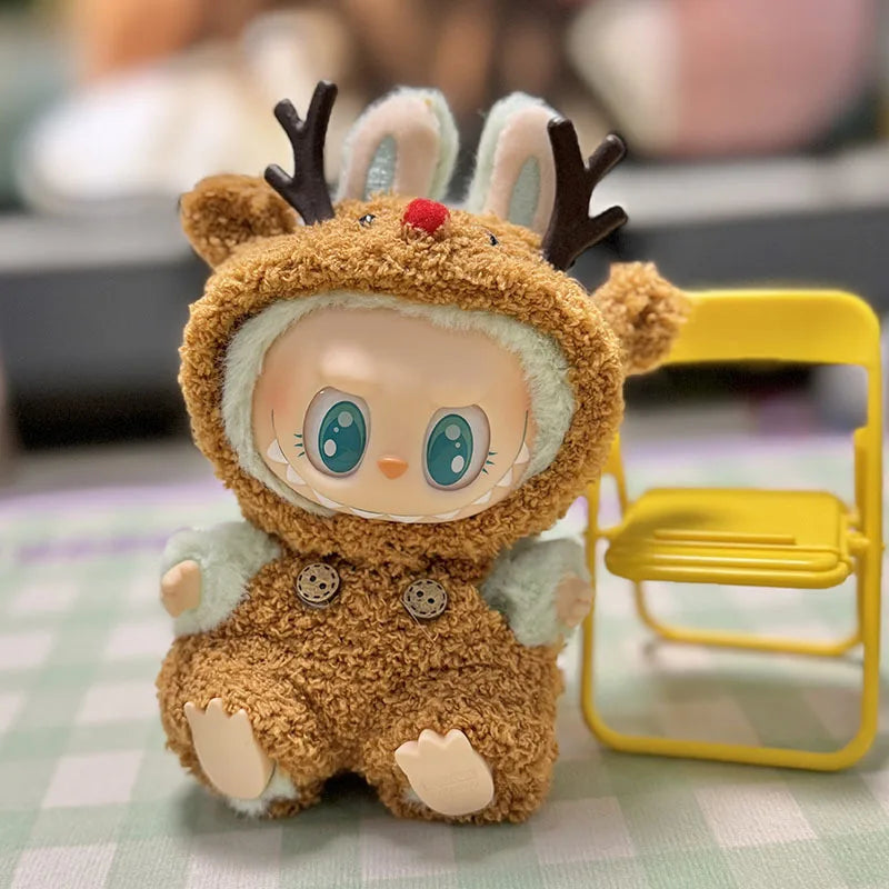 17cm Labubu I II Idol Dolls Cute Mini Plush Doll'S Clothes Korea Kpop Exo Idol Dolls Overalls Clothing DIY Accessories Gifts