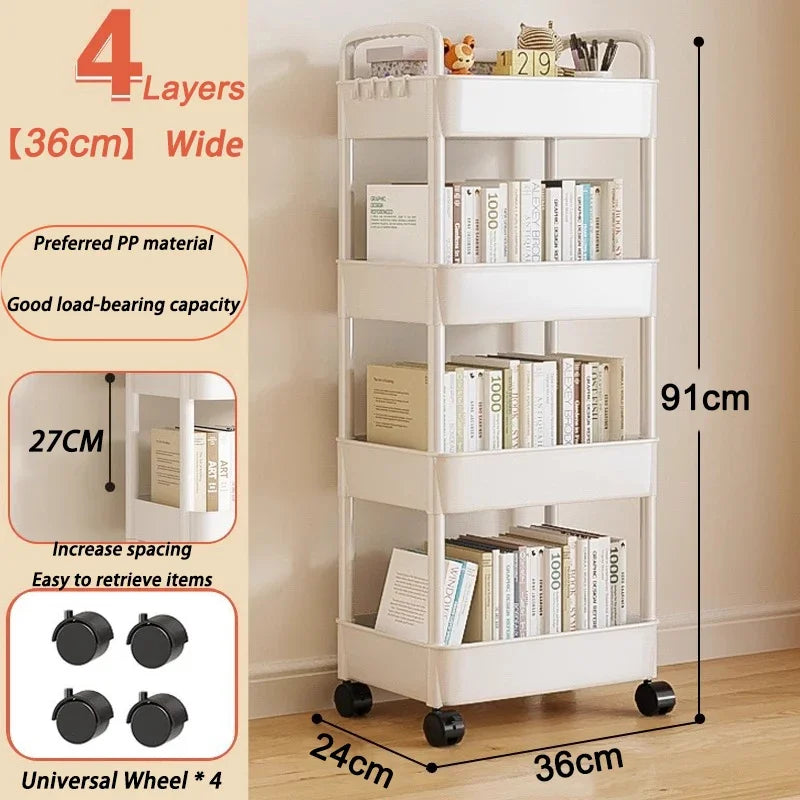 Mobile Storage Trolley Bedroom Multi-Layer Storage Racks Organizer Living Room Snacks Shelf Household Kitchen Cart with Wheels