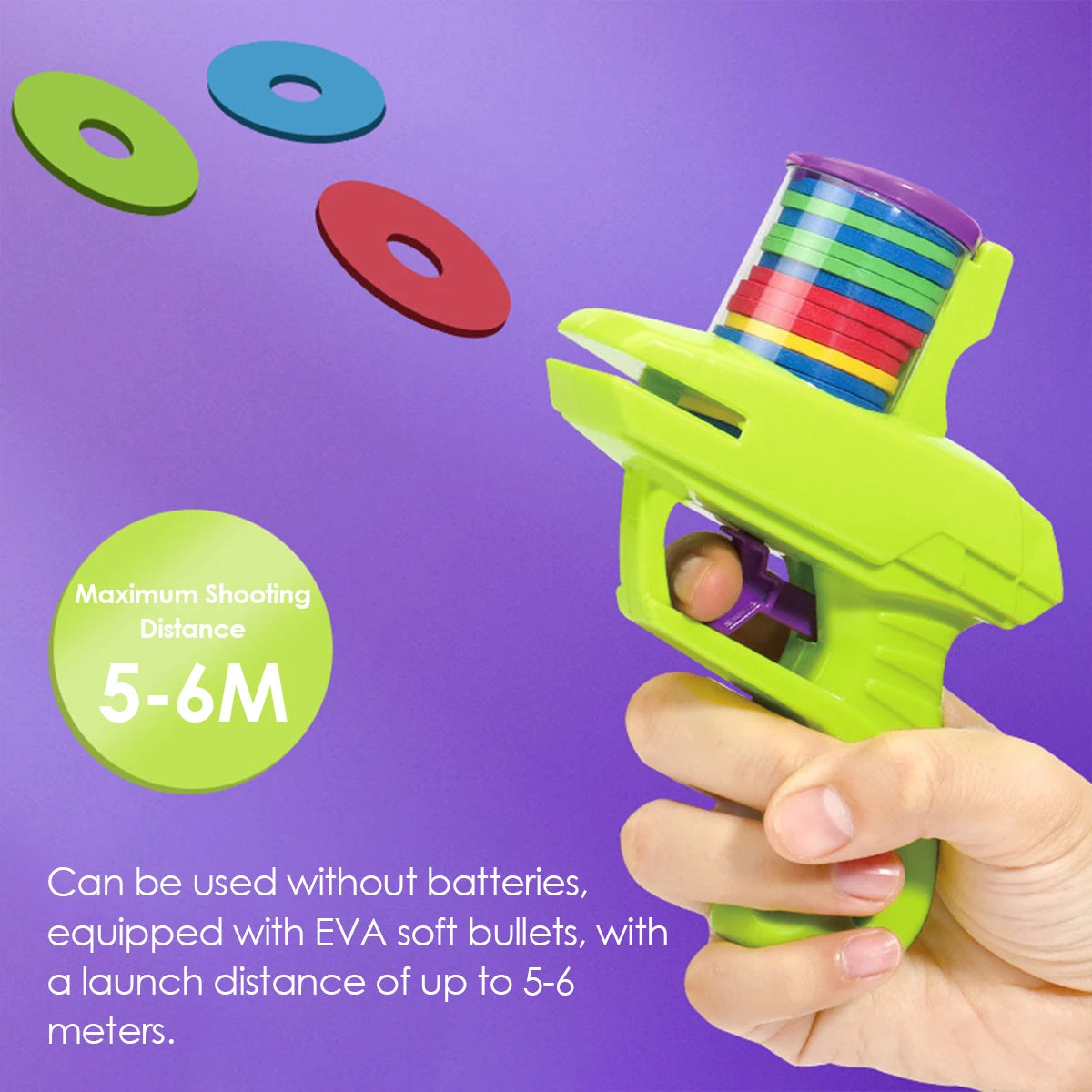 Kids Outdoor Game Foam Disc Gun Toy Flying Disc Shooting Launcher Gun Double Parent-child Interactive Children Toy