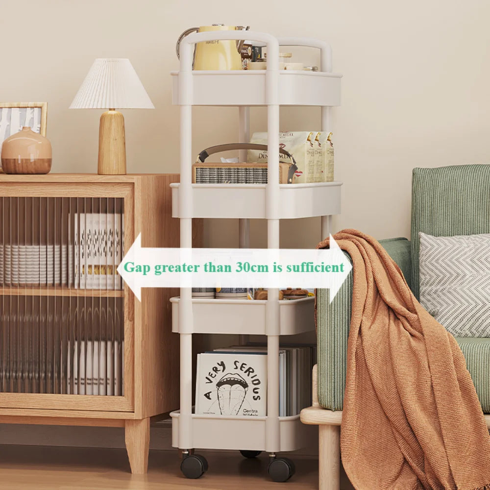 Mobile Storage Trolley Bedroom Multi-Layer Storage Racks Organizer Living Room Snacks Shelf Household Kitchen Cart with Wheels