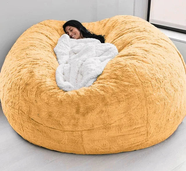 Soft Warm 7FT 183*90cm Giant Bean Bag Cover Fluffy Faux Fur Pouf Sofa Bed Soft Beanbag Couch Relax Recliner Chair Lazy Sofa Coat