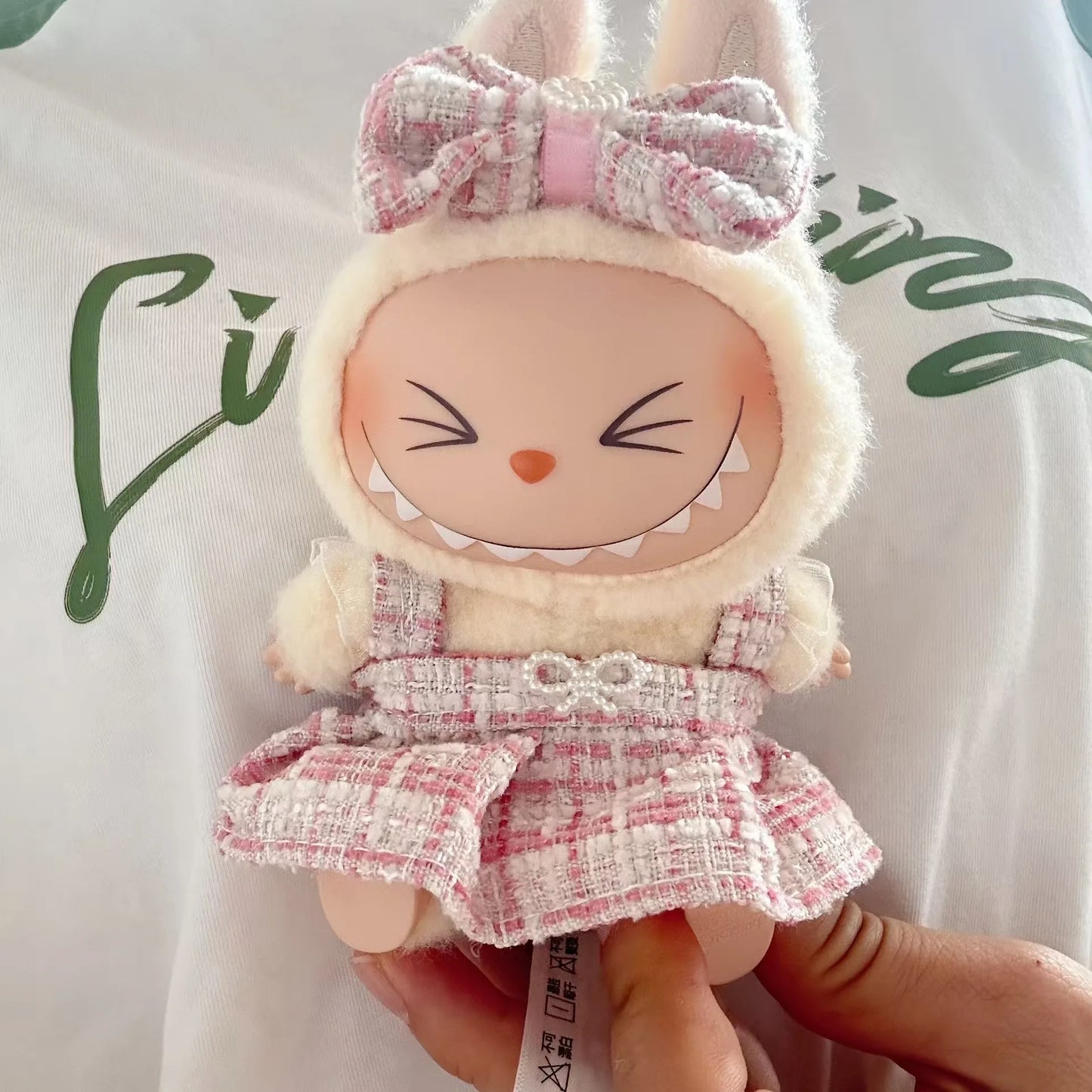 17cm Labubu I II Idol Dolls Cute Mini Plush Doll'S Clothes Korea Kpop Exo Idol Dolls Overalls Clothing DIY Accessories Gifts