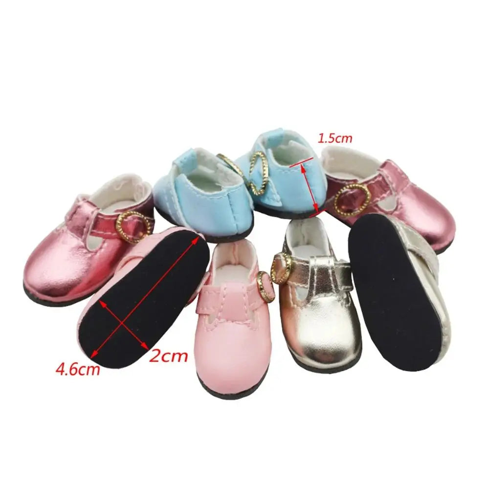 PU Leather 4.6cm Colorful Shiny Sneakers Shoes Doll 1 Pair Doll PU Leather Shoes Cute Mini Leather Boots Kids Gifts