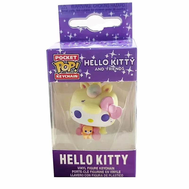 Funko Pocket Pop Keychains My Melody Kuromi with Baku Keychain Toy Hello Kitty Pochacco Devil Kuromi Collectible Model Toys Gift