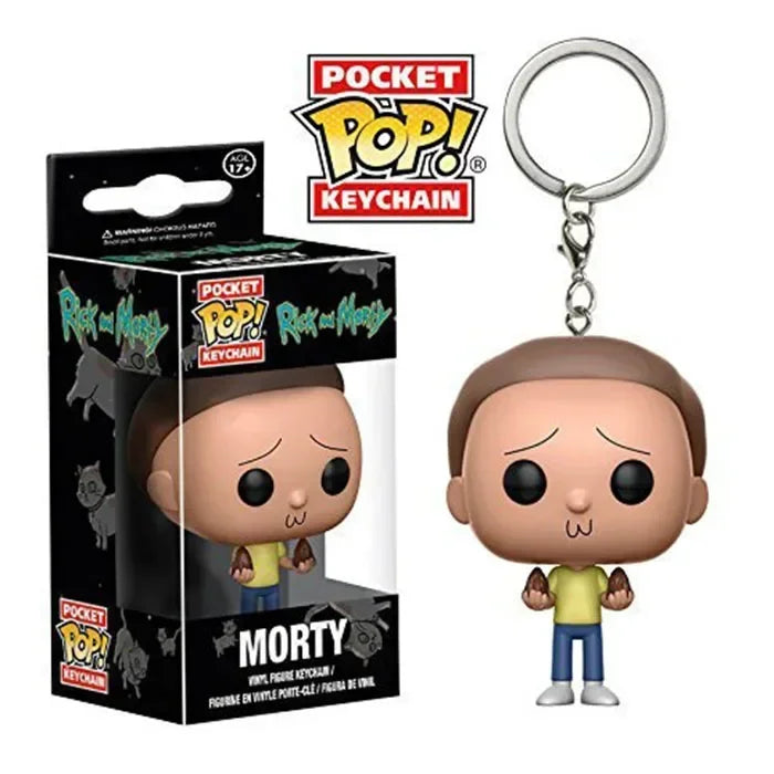 FUNKO Pocket New Rick HOLOGRAM Space Morty Pickle Rick in Rat Suit Rick CLONE Keychain Figure Toys Mr. Meeseeks Snowball Toy