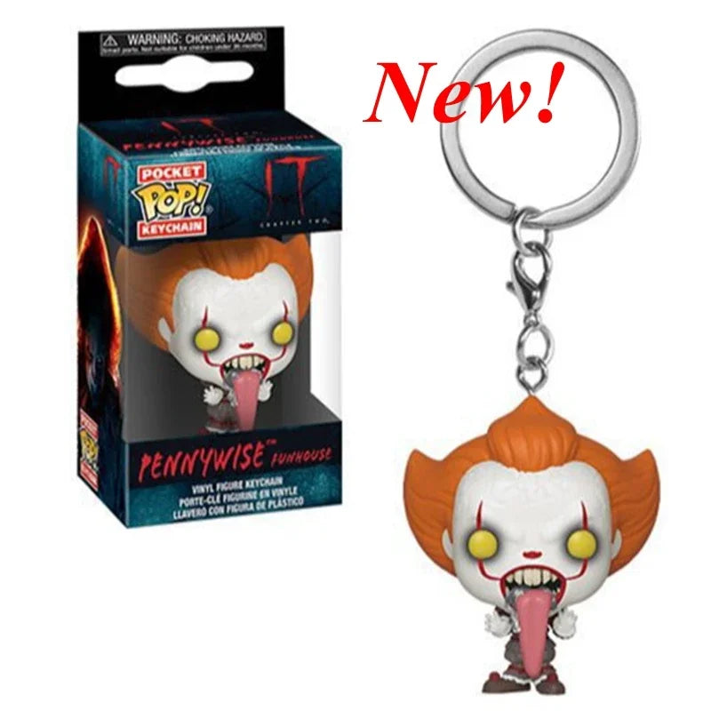 NEWest FUNKO Pocket Keychains Broken Heart harley quinn Tape Funhouse PENNYWISE with Beaver Hat keychains Action Figure Toys