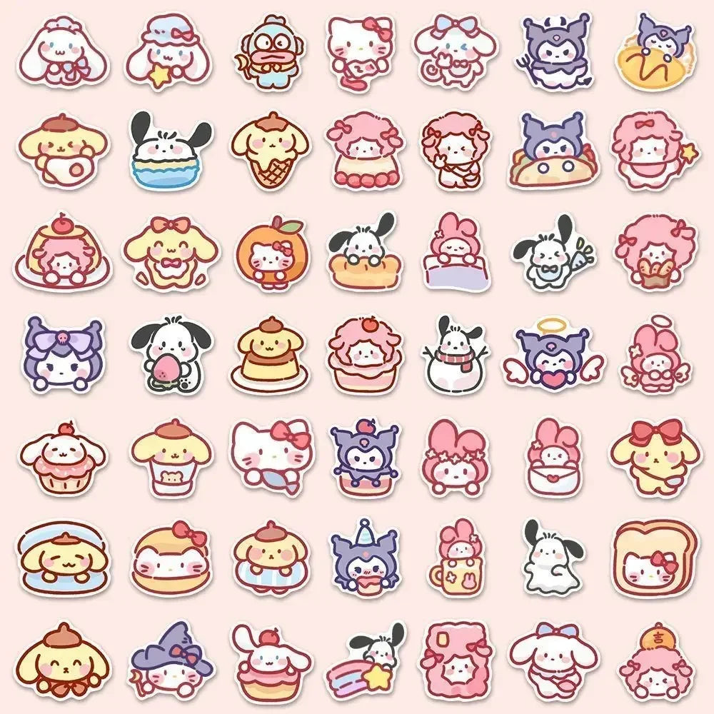 100PCS Cute Cartoon Sanrio Stickers My Melody Kuromi Handbag Decoration Stickers Cinnamoroll Children's Gift Sticker Toy Decals