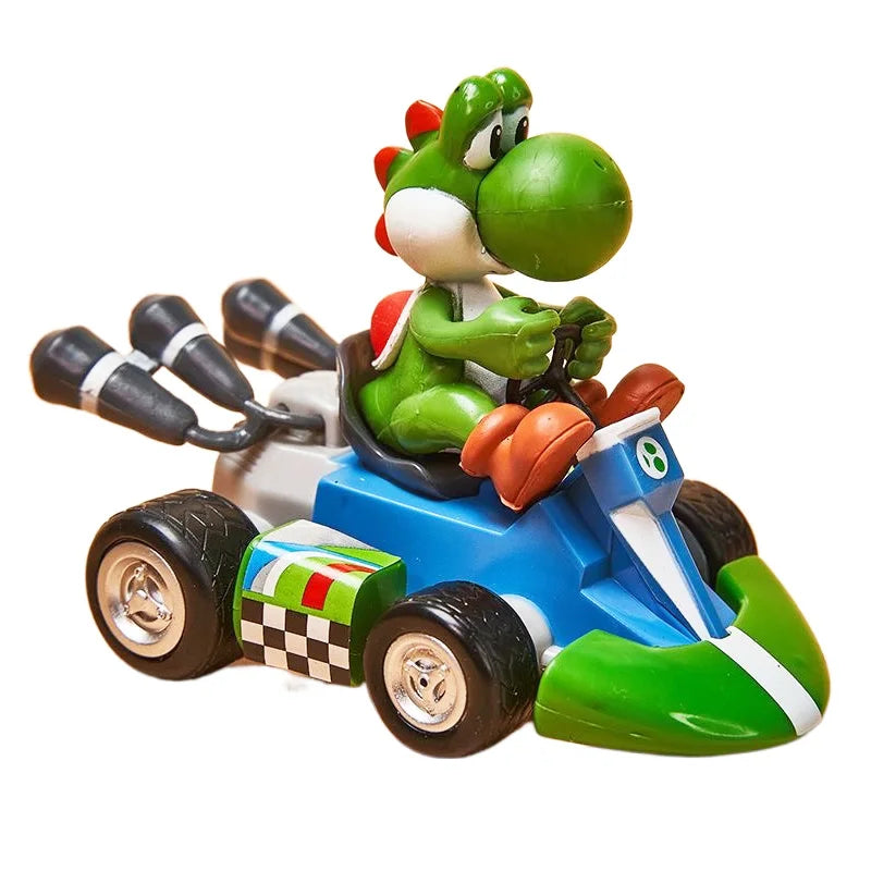 Super Mario Bros Karting Luigi Bowser Princess Peach Yoshi Toad Action Figure Toys Pull Back Car Anime Game Doll Gifts for Kids