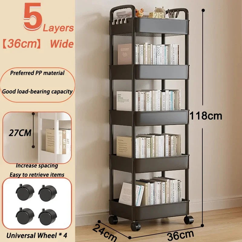 Mobile Storage Trolley Bedroom Multi-Layer Storage Racks Organizer Living Room Snacks Shelf Household Kitchen Cart with Wheels