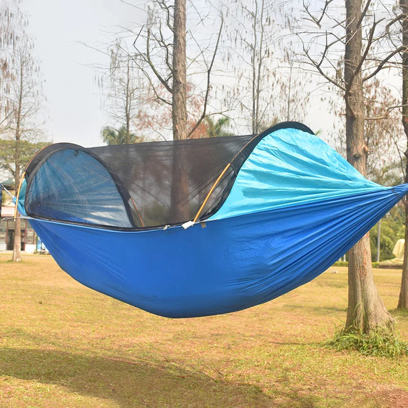 1-2 Person Portable Outdoor Camping Hammock with Mosquito Net High Strength Parachute - Fabric Hanging Bed Sleeping Swing