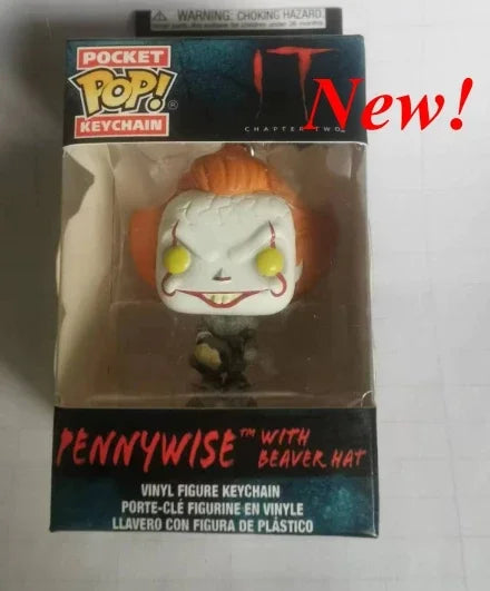 NEWest FUNKO Pocket Keychains Broken Heart harley quinn Tape Funhouse PENNYWISE with Beaver Hat keychains Action Figure Toys