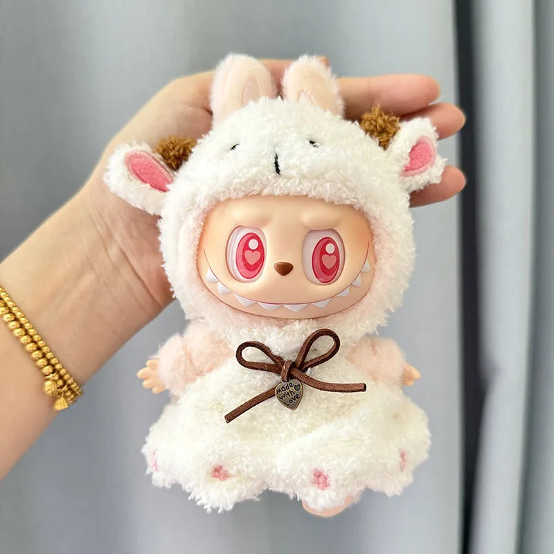 17cm Labubu I II Idol Dolls Cute Mini Plush Doll'S Clothes Korea Kpop Exo Idol Dolls Overalls Clothing DIY Accessories Gifts