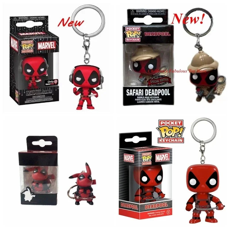 Newest 4 styles Funko Keychains Safari deadpool gamer Marvels Heroes Deadpool Pikachu Action Figure Model collection Toys