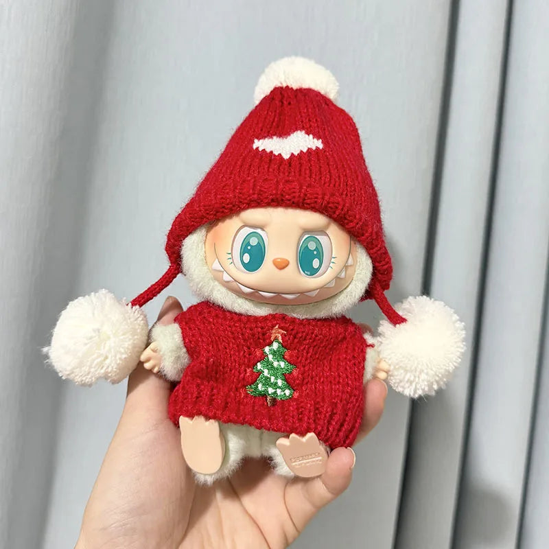 17cm Labubu I II Idol Dolls Cute Mini Plush Doll'S Clothes Korea Kpop Exo Idol Dolls Overalls Clothing DIY Accessories Gifts