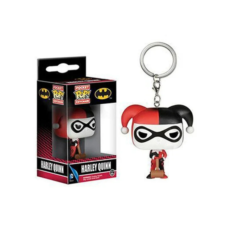 NEWest FUNKO Pocket Keychains Broken Heart harley quinn Tape Funhouse PENNYWISE with Beaver Hat keychains Action Figure Toys