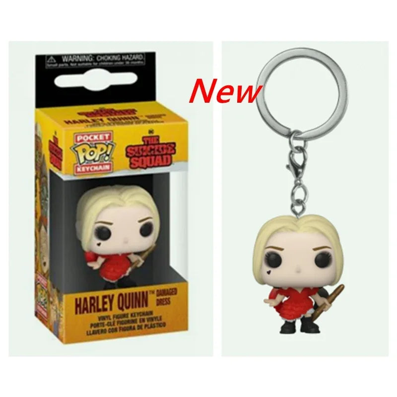 FUNKO Pocket New Suicide Squad The Joker Harley Quinn Pocket Pop Keychain Vinyl Action Figure Collection Model Toys For gifts