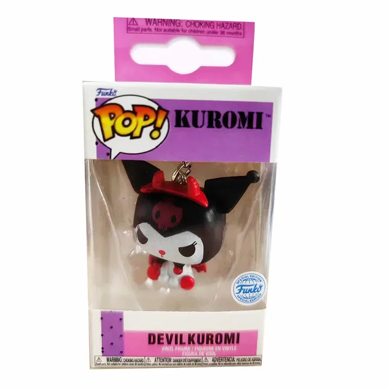 Funko Pocket Pop Keychains My Melody Kuromi with Baku Keychain Toy Hello Kitty Pochacco Devil Kuromi Collectible Model Toys Gift