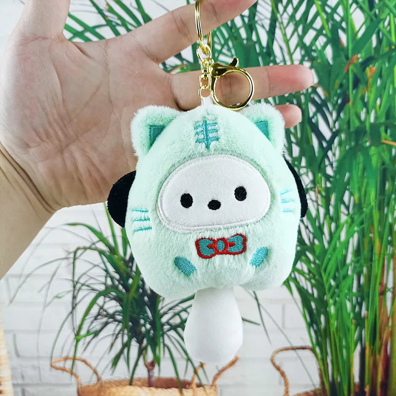 MINISO Plush Sanrio Doll Keychain Kuromi Big Ear Dog Car Keychain Katie Cat Couple Backpack Pendant Decoration Friends Toy Gift