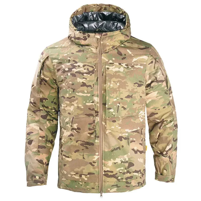 Men Heat Reflective Tactical Cotton Jacket Winter Warm Thicken Camouflage Windproof Clothing Outdoor Assault Hooded Windbreaker