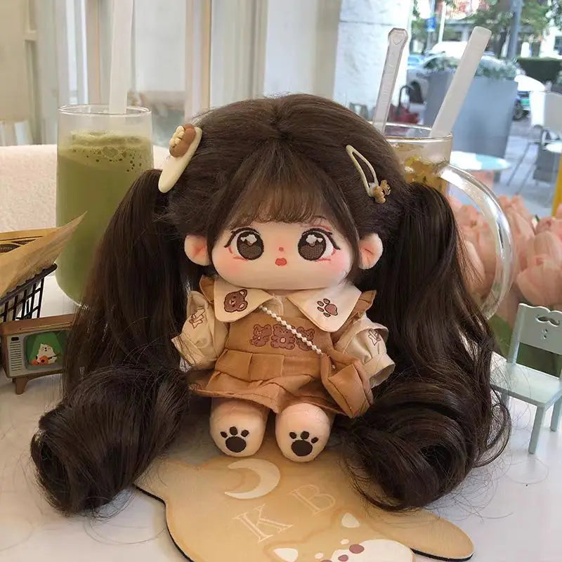 Original 20cm Cotton Doll Caramel Girl Humanoid Stuffed Body 8in Normal Body Wearable Clothing DIY Dress Up Gifts