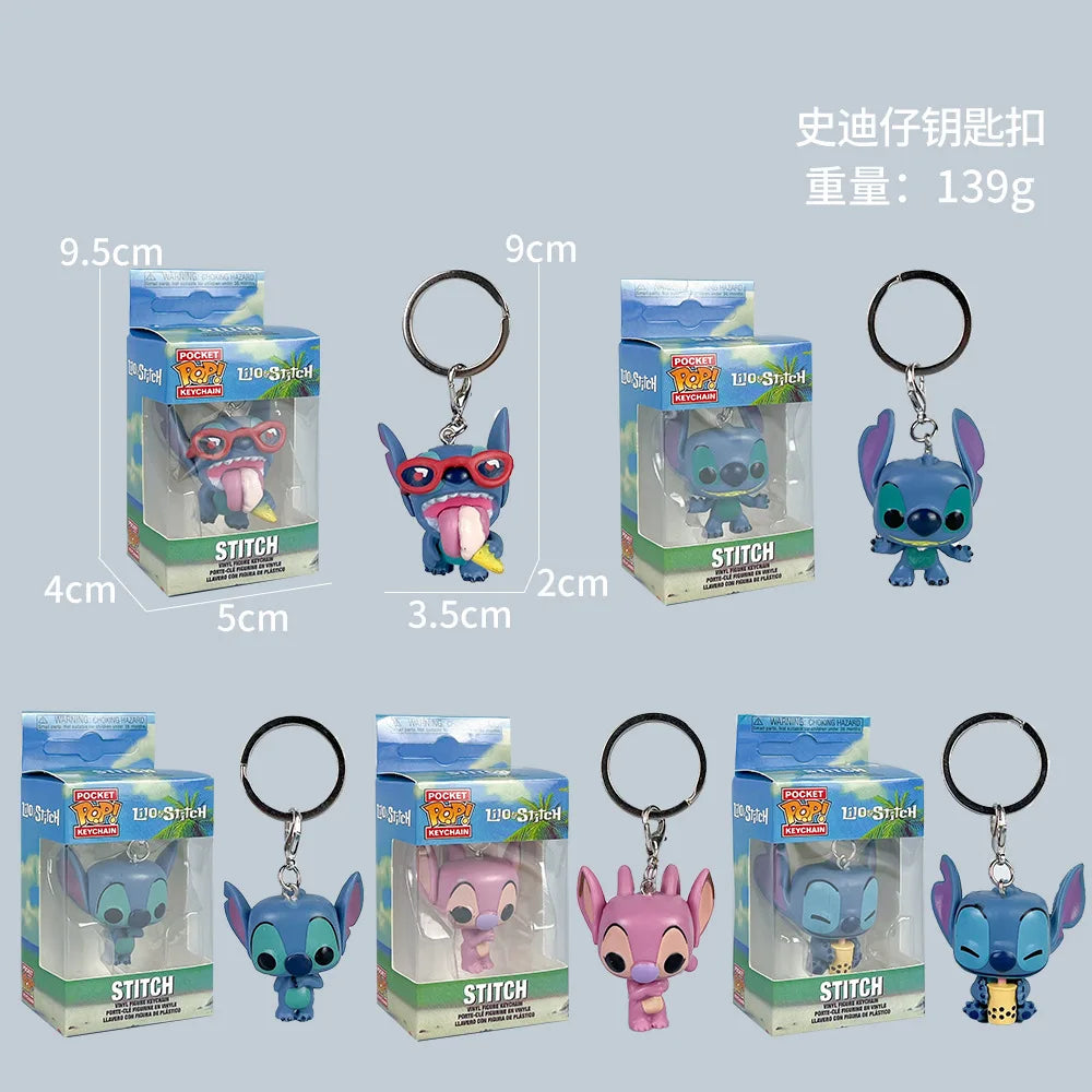 New Lilo & Stitch Anime Keychain Cartoon Mickey Mouse Minnie Cute Doll Keyring Ornament Key Chain Car Pendant Kids Gift Toys