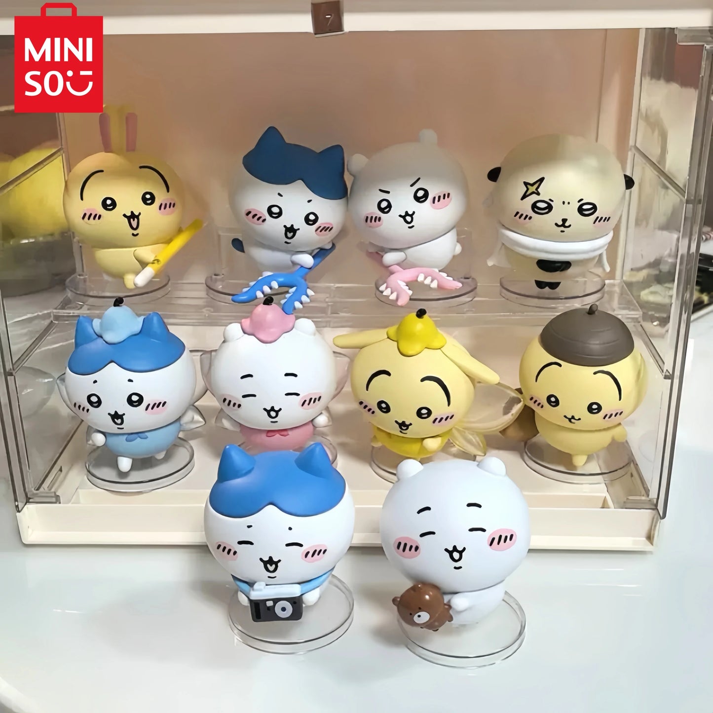 Miniso Chiikawa Happy Partner Series Blind Box Cute Doll Trendy Play Desktop Ornament Model Cartoon Toys Decor Gift