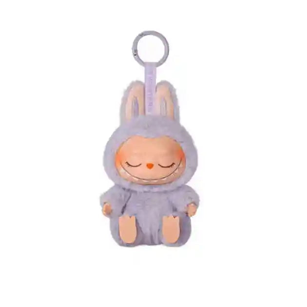 Hot Anime Figure Labubu Have A Seat Series Pendant Flocking Doll Model Toy Kawaii Monster Replica Keychain Toy Birthday Gift