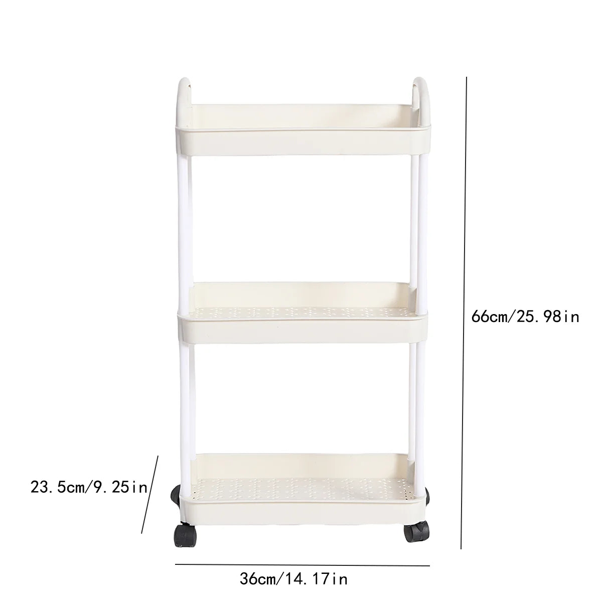 3/4 Tier Rolling Cart with Wheels, Detachable Utility Storage Cart with Handle and Lockable Casters, Storage Basket Organizer