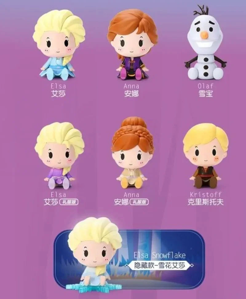 Blind Box Frozen Elsa Snow Baby Anna Princess Q Version 7pcs Box Decor Collection Anime Figure Mini Doll Xmas Gift