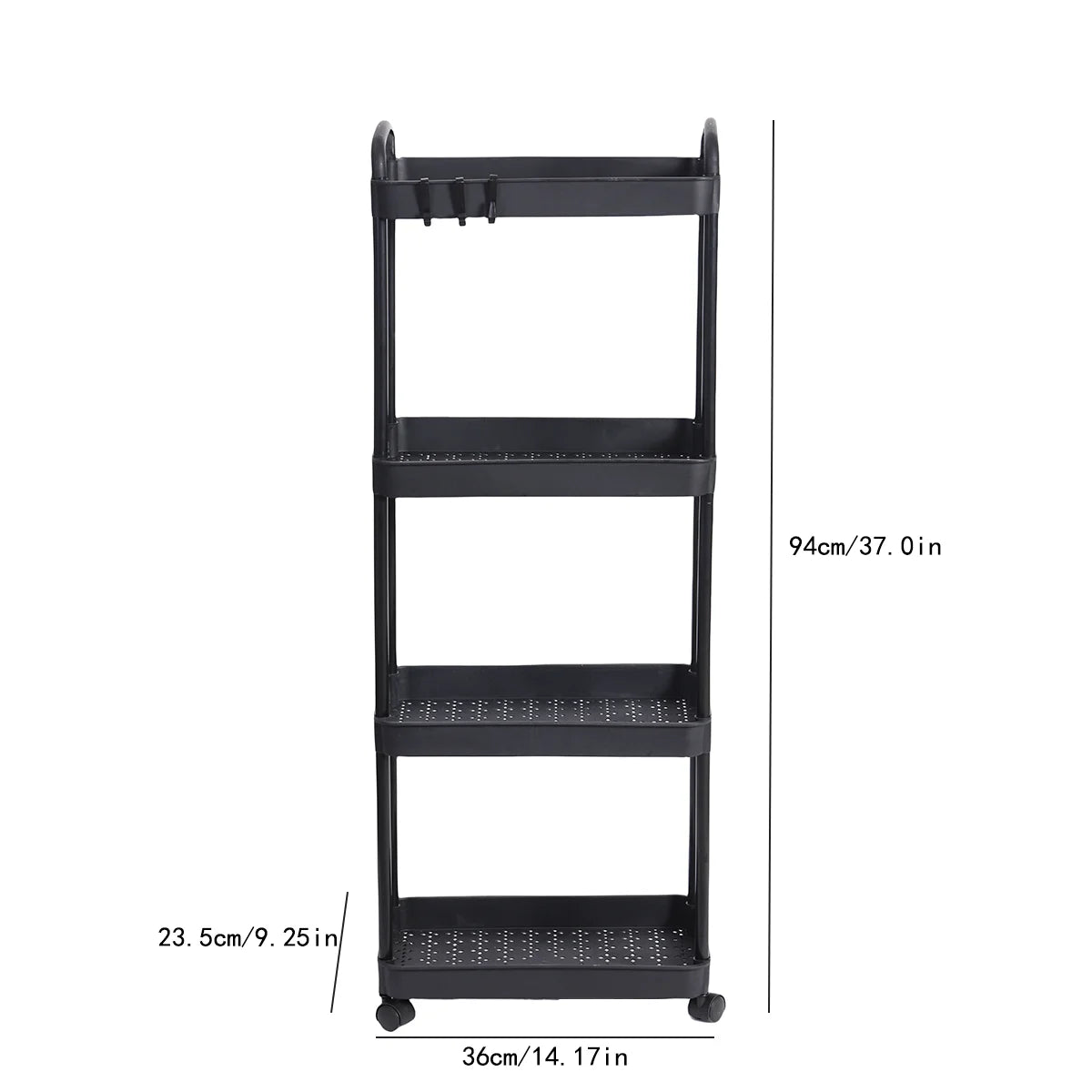 3/4 Tier Rolling Cart with Wheels, Detachable Utility Storage Cart with Handle and Lockable Casters, Storage Basket Organizer