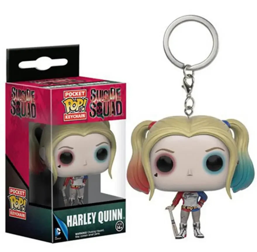 FUNKO Pocket New Suicide Squad The Joker Harley Quinn Pocket Pop Keychain Vinyl Action Figure Collection Model Toys For gifts