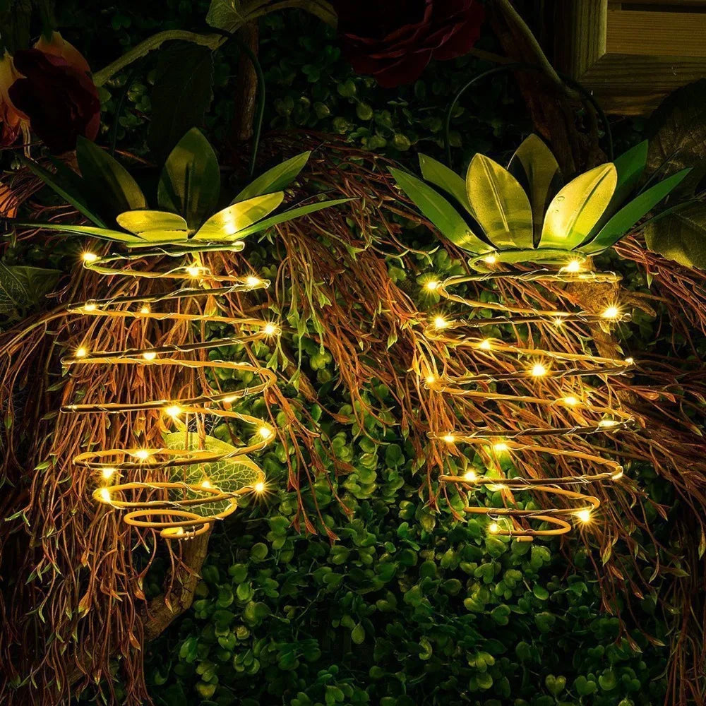 24LED Wrought Iron Solar Pineapple Light Copper Wire Solar Lamp Lantern Outdoor