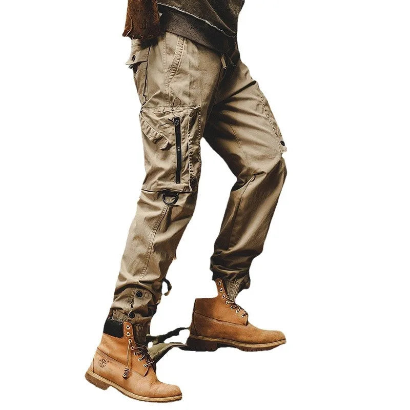 Men's Cargo Pants Outdoor Work Tactical Casual Trousers Autumn American Style Straight Leg Elastic Waist Quality Pants Male