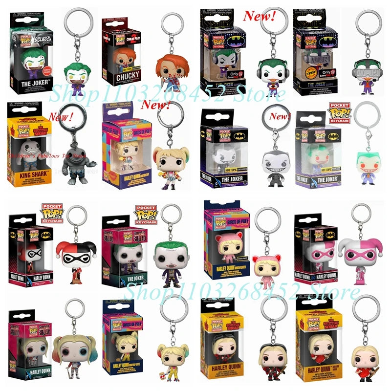 FUNKO Pocket New Suicide Squad The Joker Harley Quinn Pocket Pop Keychain Vinyl Action Figure Collection Model Toys For gifts