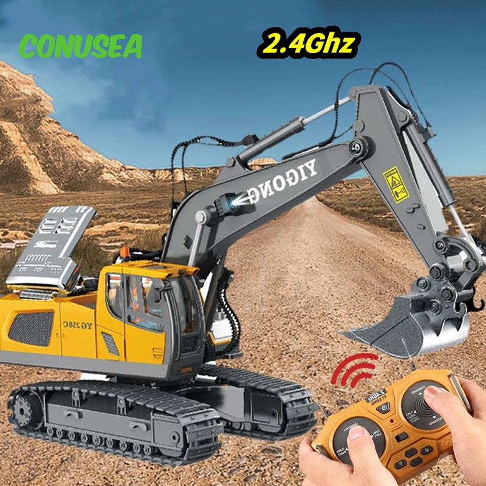 Rc Excavator Bulldozer Truck Toys for Boy 2.4G Remote Control Dumper Engineering Vehicle tractor Crawler Birthday Gift Child