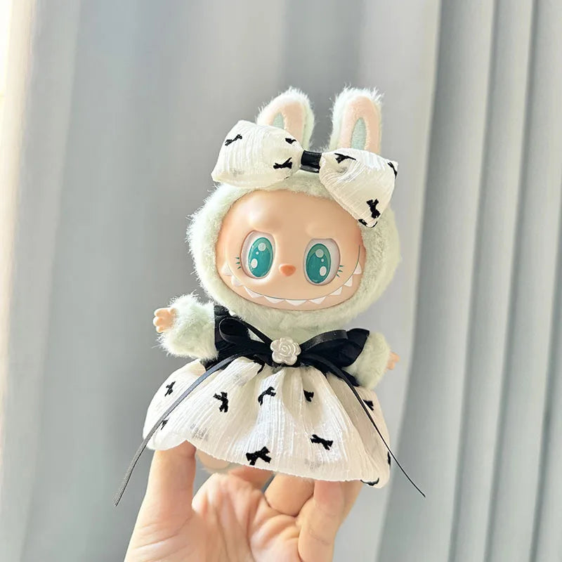 17cm Labubu I II Idol Dolls Cute Mini Plush Doll'S Clothes Korea Kpop Exo Idol Dolls Overalls Clothing DIY Accessories Gifts