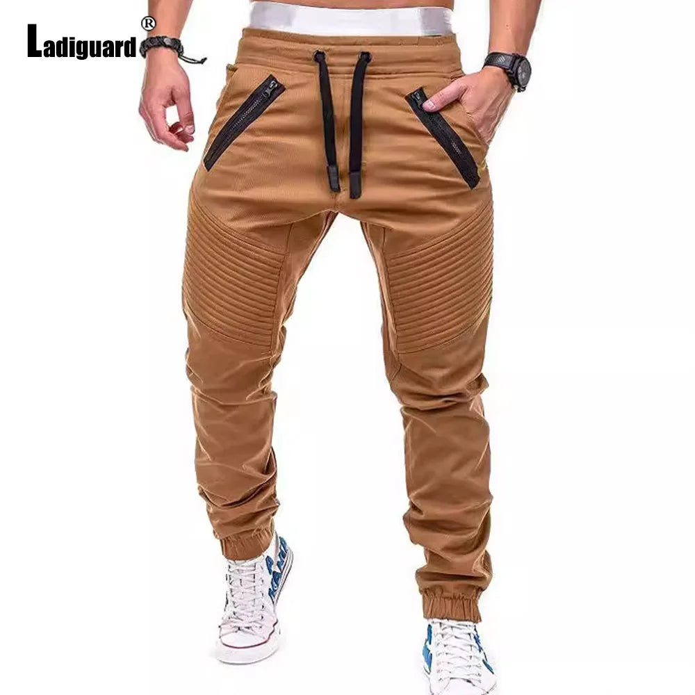 2025 American Fashion Hip Hop Pants Men's Ankle-Length Trouser Plus Size Mens Stand Pocket Casual Sports Running Sweatpants New