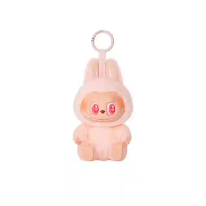 Hot Anime Figure Labubu Have A Seat Series Pendant Flocking Doll Model Toy Kawaii Monster Replica Keychain Toy Birthday Gift