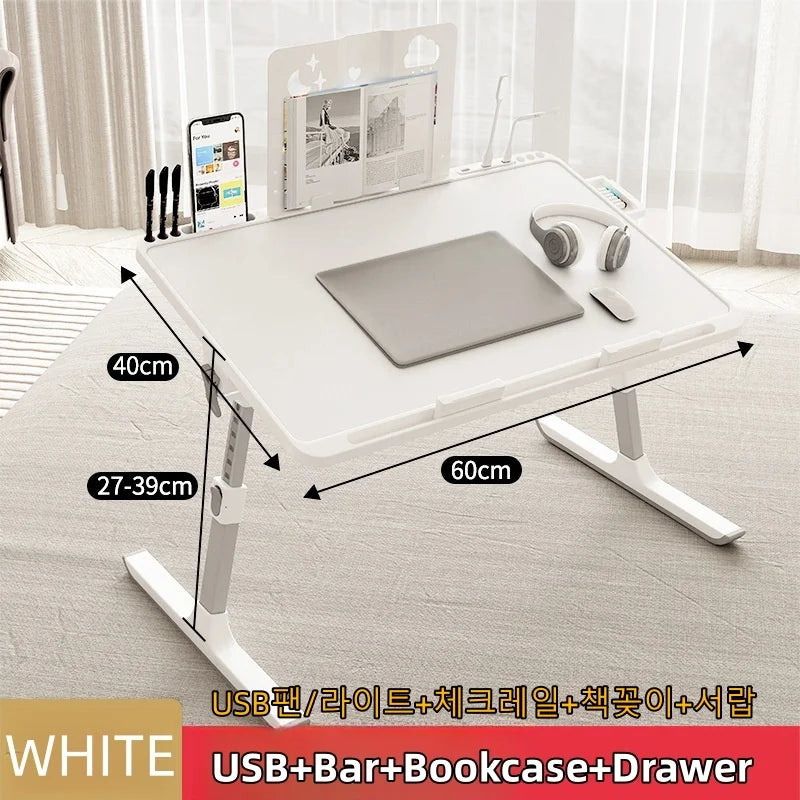 Laptop Bed Tray Table, Adjustable Laptop Bed Table,Portable Standing Desk with Storage Drawer,Foldable Lap Tablet Table for Sofa