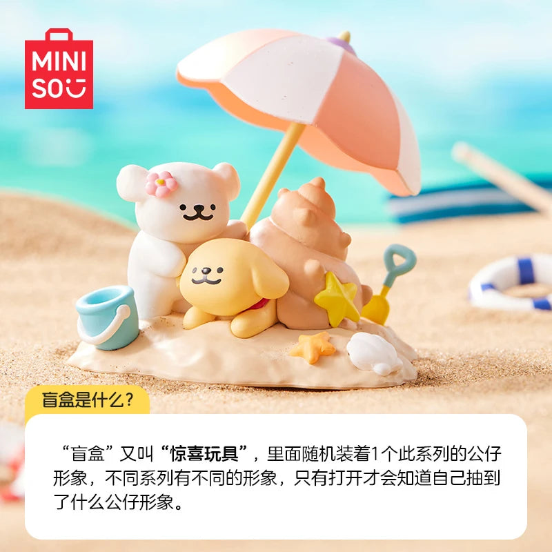 Miniso Authentic Line Puppy Travel Diary Series Blind Box Ornament Handmade Cute Anime Figure Doll Model Decor Toy Birthday Gift