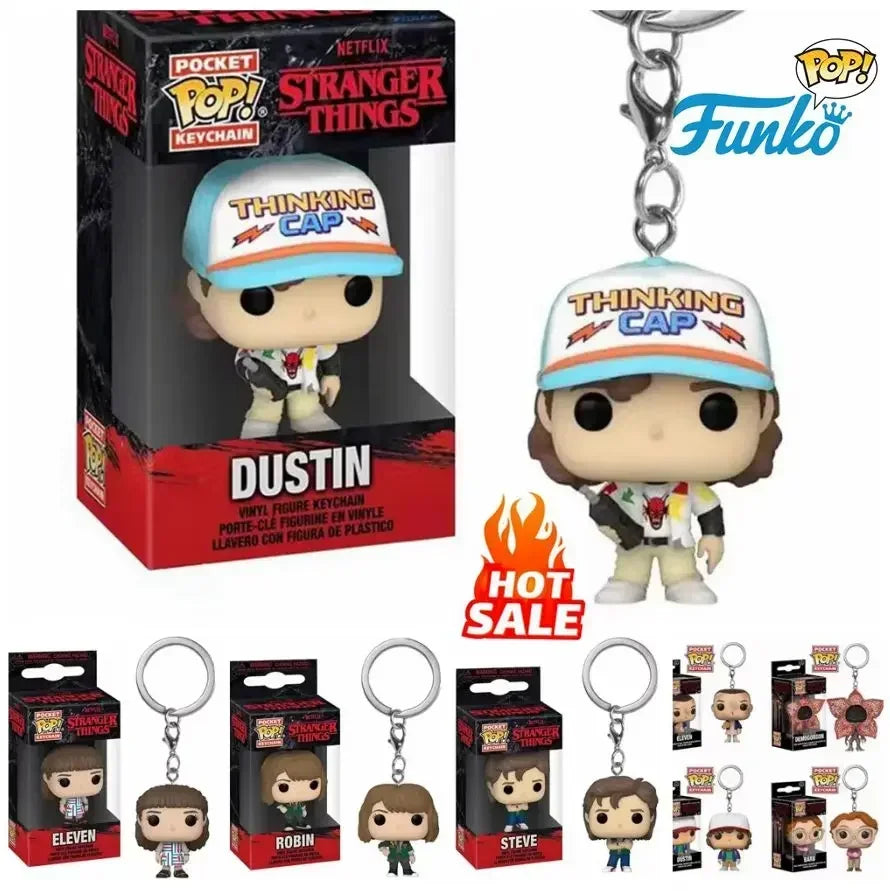 Minimum price Funko POP NEW Arrive  Keychain ELEVEN Demogorgon DUSTIN Barb Steve Robin  Keychain Toy Vinyl Figure Model Kid Toys