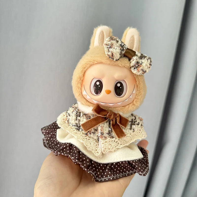 17cm Labubu I II Idol Dolls Cute Mini Plush Doll'S Clothes Korea Kpop Exo Idol Dolls Overalls Clothing DIY Accessories Gifts