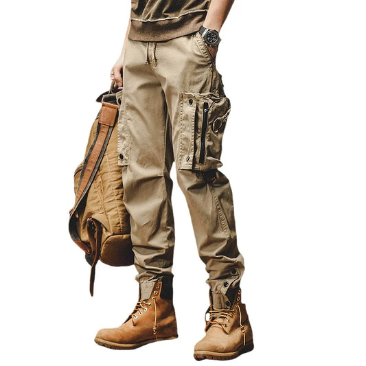 Men's Cargo Pants Outdoor Work Tactical Casual Trousers Autumn American Style Straight Leg Elastic Waist Quality Pants Male