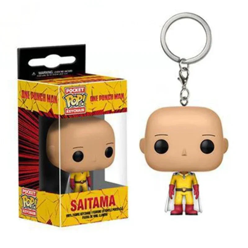 FUNKO Anime One Punch Man Saitama Keychain with box Toy Action Figure Collectible Model PVC Dolls Keyring toys for Children Gift