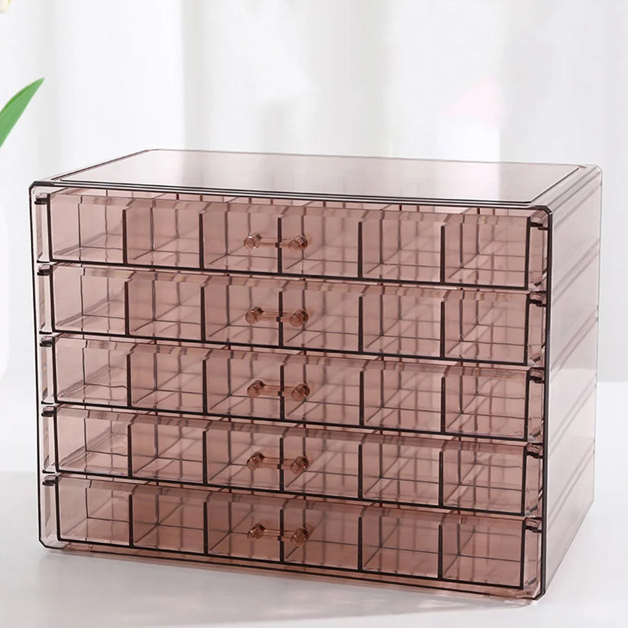 1pc, Five-layer Jewelry Storage Box, Color Is Divided Into: Transparent, Gray, Can Be Used For: Jewelry, Storage