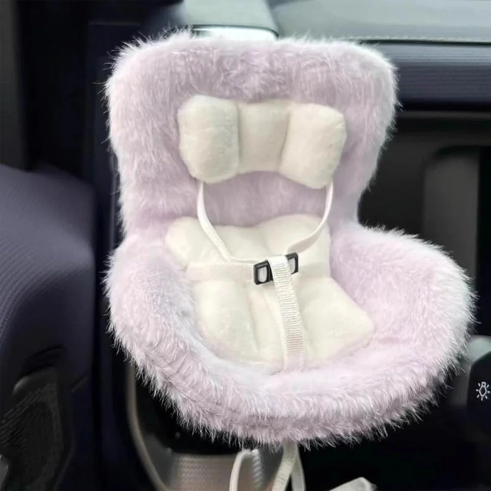 Labubu Car Seat with Soft Furry Cushion for 10-17cm Dolls,  Includes  Leg  Desktop Display